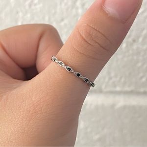 925 All Around Black Onyx Evil Eye Eternity Stackable Ring